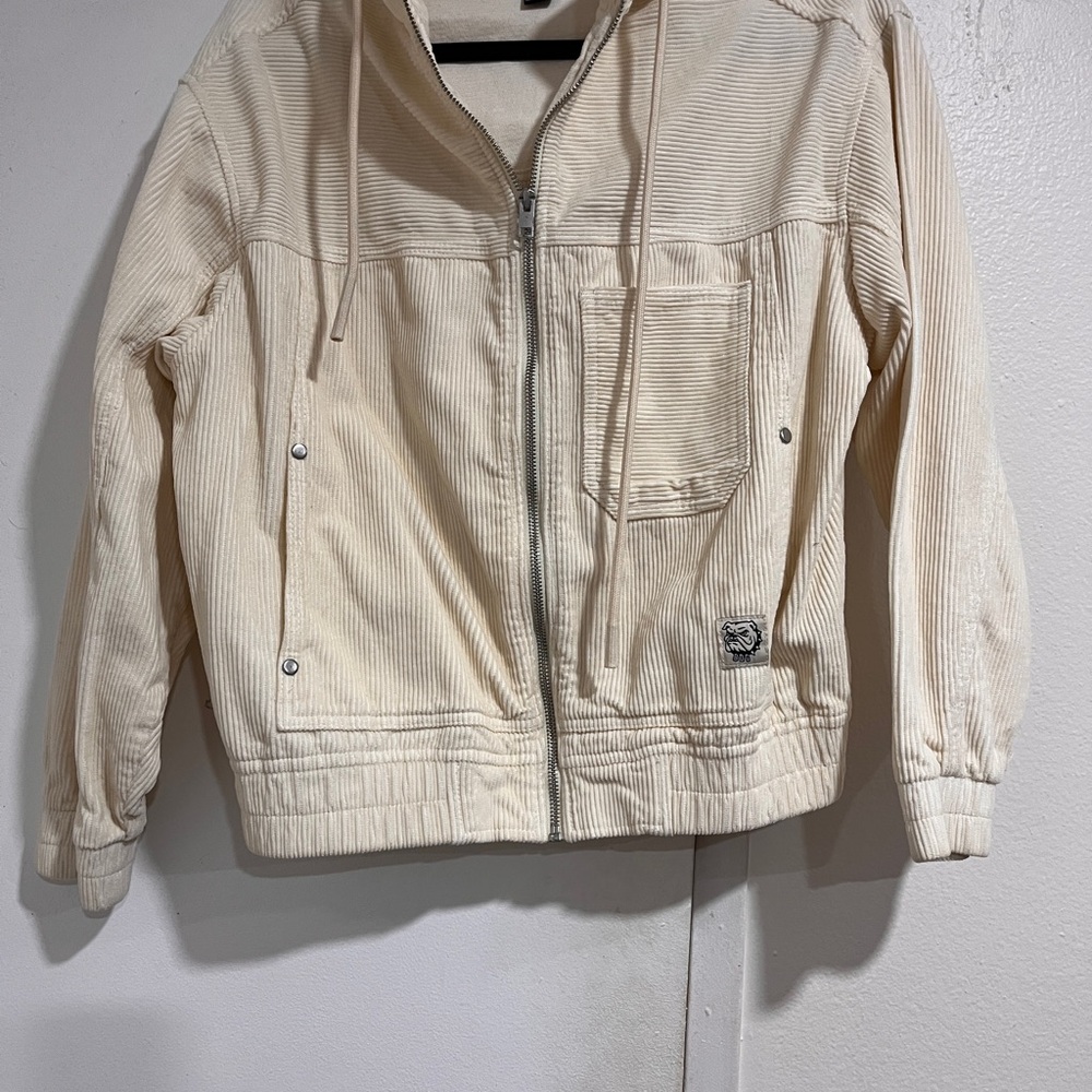 Cream Corduroy Zip-Up Jacket
